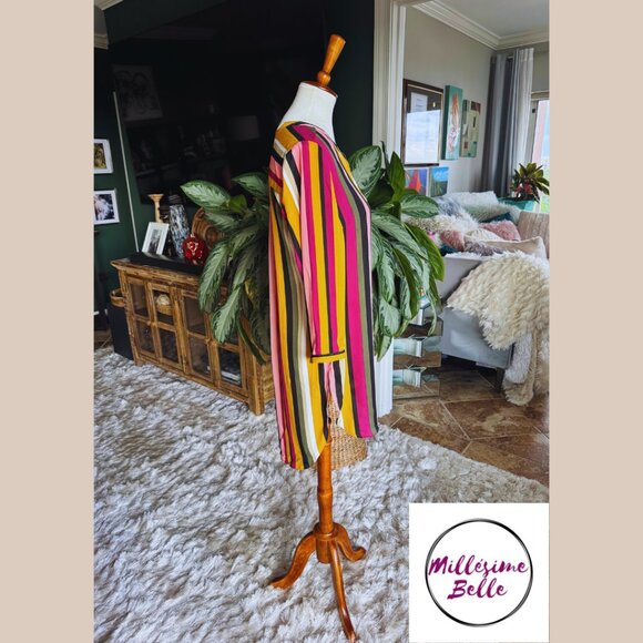 Button Down Multi-Color Striped Tunic - Picture 6 of 7